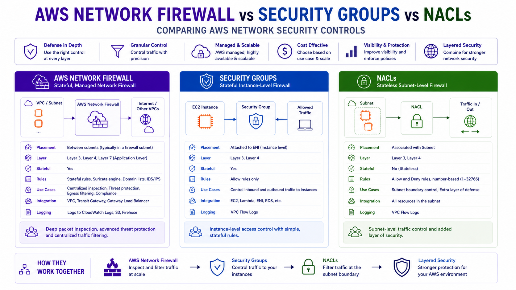 AWS Network Firewall vs SG vs NACLs